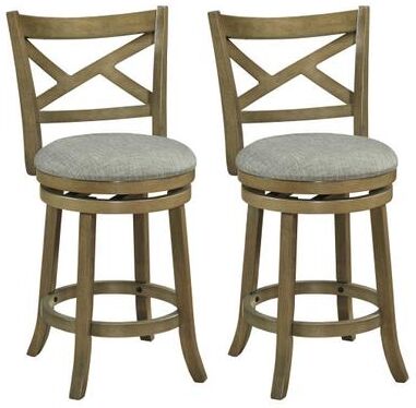 Costway 25/30 Inch Swivel Bar Stools Set of 2 with Backrests and Wood Frame-25 inches
