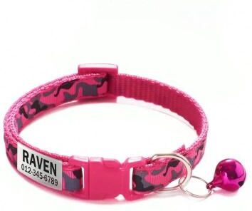 Uplift Essentials Personalized Camouflage Cat Collar With Custom ID Tag & Safety Bell hot Pink