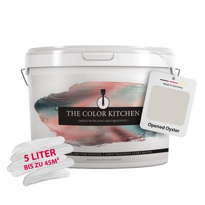 Wand- und Deckenfarbe A.S. CRÉATION "Seidenmatt Innenfarbe THE COLOR KITCHEN", beige (tck1016 opened oyster), 5 l 5ml, Farben, für Wohnzimmer Schlafzimmer Flur Küche, versch. Taupetöne