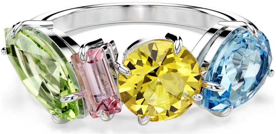 Swarovski Gema sormus, vaalea metalli ja eriväriset kristallit