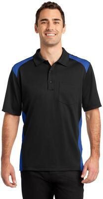 CornerStone CS416 Select Snag-Proof Two Way Colorblock Pocket Polo Shirt in Black/Royal size 3XL   Polyester