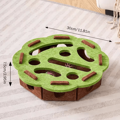 Inspire Curations Hide & Seek Felt Puzzle Box Cat Puzzle Toy For Mental Stimulation & Active Play green Flower
