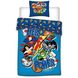 COFI 1453 DC Comics Justice League Bettwäsche Set 140×200 cm + 65x65 cm – Bio-Baumwolle