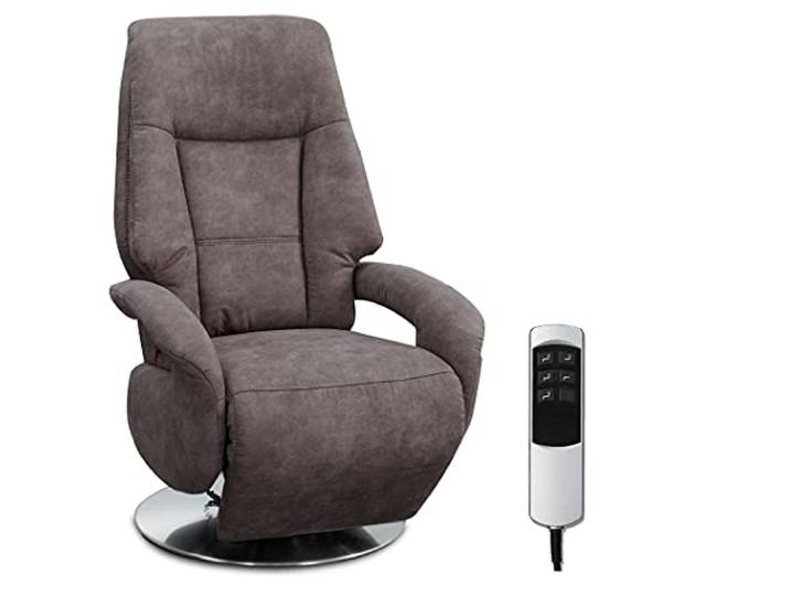 Cavadore Edinburgh Fauteuil Relax Électrique avec 2 Moteurs Électriques\, 74 x 114 x 77 cm\, Aspect Cuir\, Gris