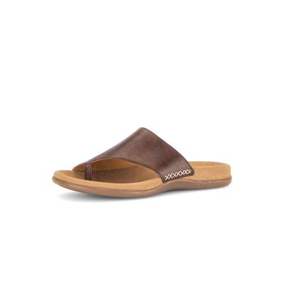 Zehentrenner GABOR, Damen, Gr. 39, braun (nussbraun), Leder, Schuhe Zehentrenner, Sommerschuh, Schlupfschuh mit modischem Zehenring