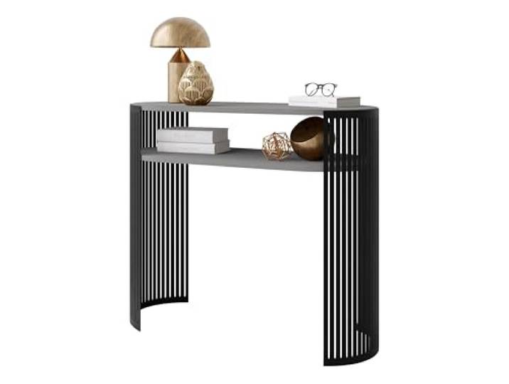 Mirjan24 Konsolentisch Fahugin, Flurtisch, Eingangsbereich, Dekotisch, Konsole, Sideboard, Beistelltisch (Hellgrau, Schwarz)