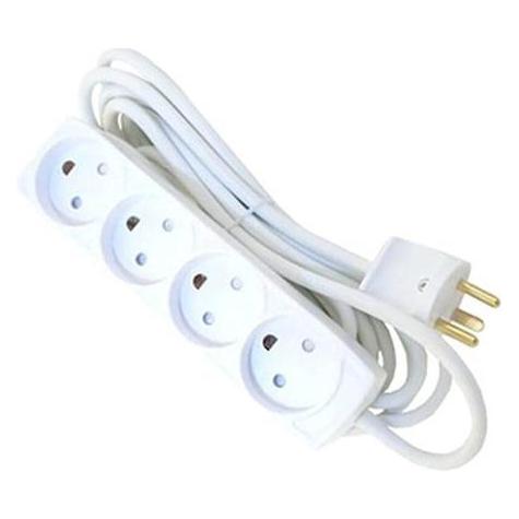 Csdk SL Steckdose mit 4 runden Ausgängen, mit Erdung. 5m Kabel, mit Stecker. Farbe weiss. 10A 250V (4x, CEE 7/3, 5 m) (5715059950828)