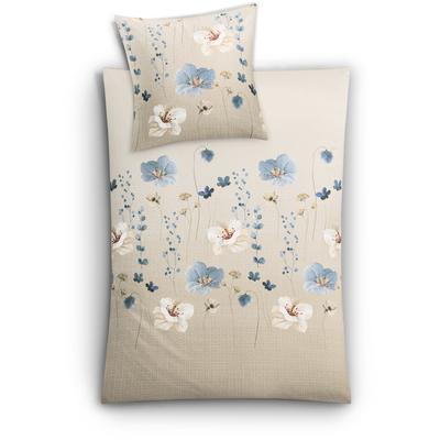 Bettwäsche KLEINE WOLKE "Malva", beige (sandbeige), B/L: 135cm x 200cm, Mako-Satin, B/L: 80cm x 80cm, 2 Stk., Mako-Satin, Obermaterial: 100% Baumwolle, Bettwäsche, Bettwäsche, mit floralem Druck