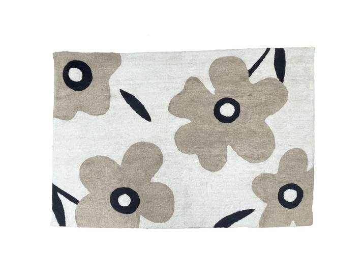 Tapis déco floral coton tufté 170x120cm