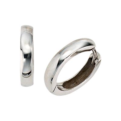 Paar Creolen JOBO, weiß (weißgold 375), Ohrringe, Damen, 13,9mm, Weißgold 375, rund 375 Weißgold
