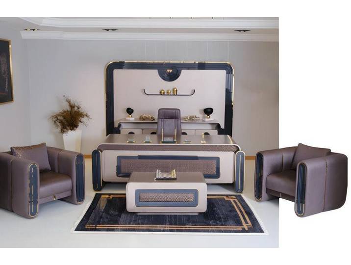 JVmoebel Büromöbel-Set Modernes Büromöbel-Set in Holzoptik mit funktionalem Design, (6-tlg., Schreibtisch + Couchtisch + Konsole + Stuhl + 2x Sessel), Made in Europa