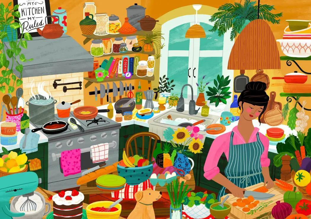 Bluebird Pieces & Peace Puzzel Mijn geluk is in de keuken 2000 stukjes
