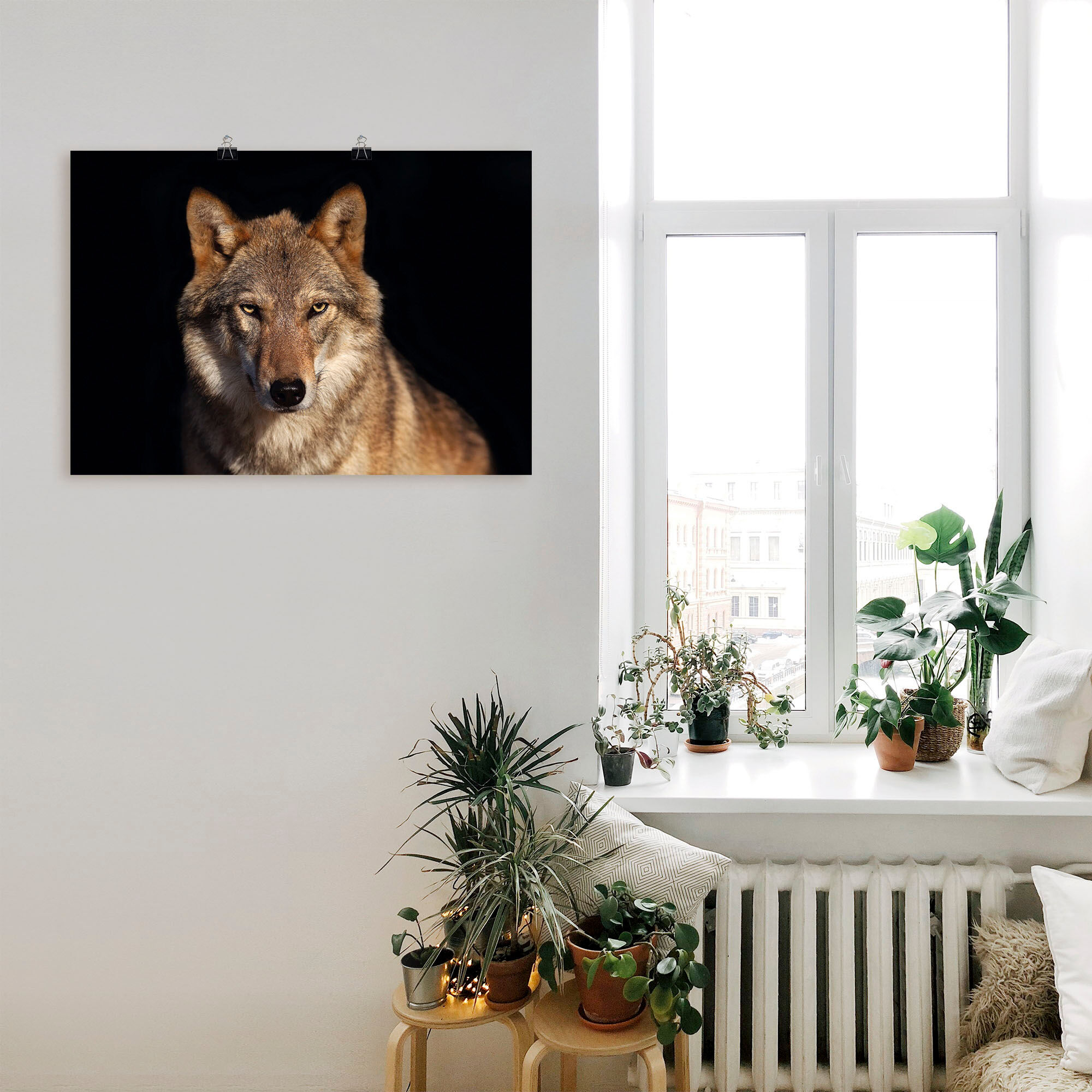 Poster ARTLAND "Wolf", braun (farbe bild(er): braun), B:70cm H:50cm, Bilder, Poster, ohne Rahmen farbe bild(er): braun B/H/T: 70cm x 50cm, Poster Wildtiere Querformat, 1 Stk.