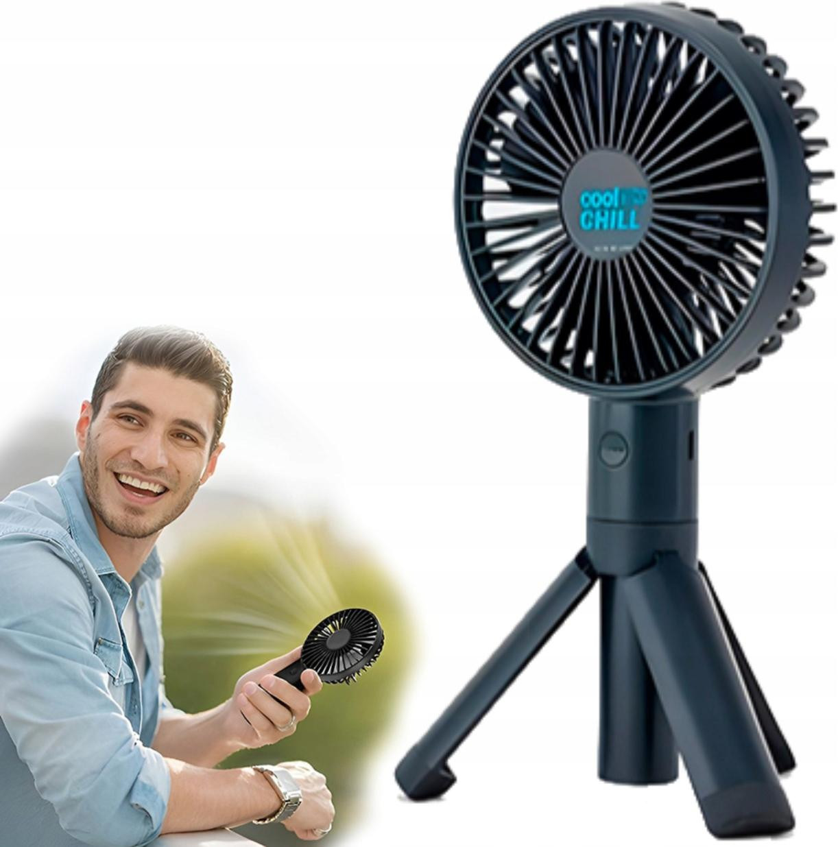 Mini tafelventilator draagbare handventilator met standaard zwart