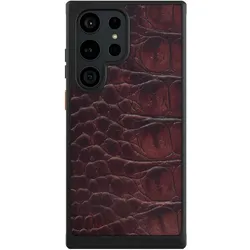 Nivocase Hülle für Samsung Galaxy S23 Ultra Handyhülle NIVOcore Case Schwarz Animalprint Krokodil Leder (Samsung Galaxy S23 Ultra), Smartphone Hülle, Schwarz