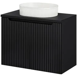 En.Casa, Waschbeckenunterschrank, Waschtisch Skelbolu mit Türen 80x71x40 cm Schwarz (80 x 40 x 70.50 cm)