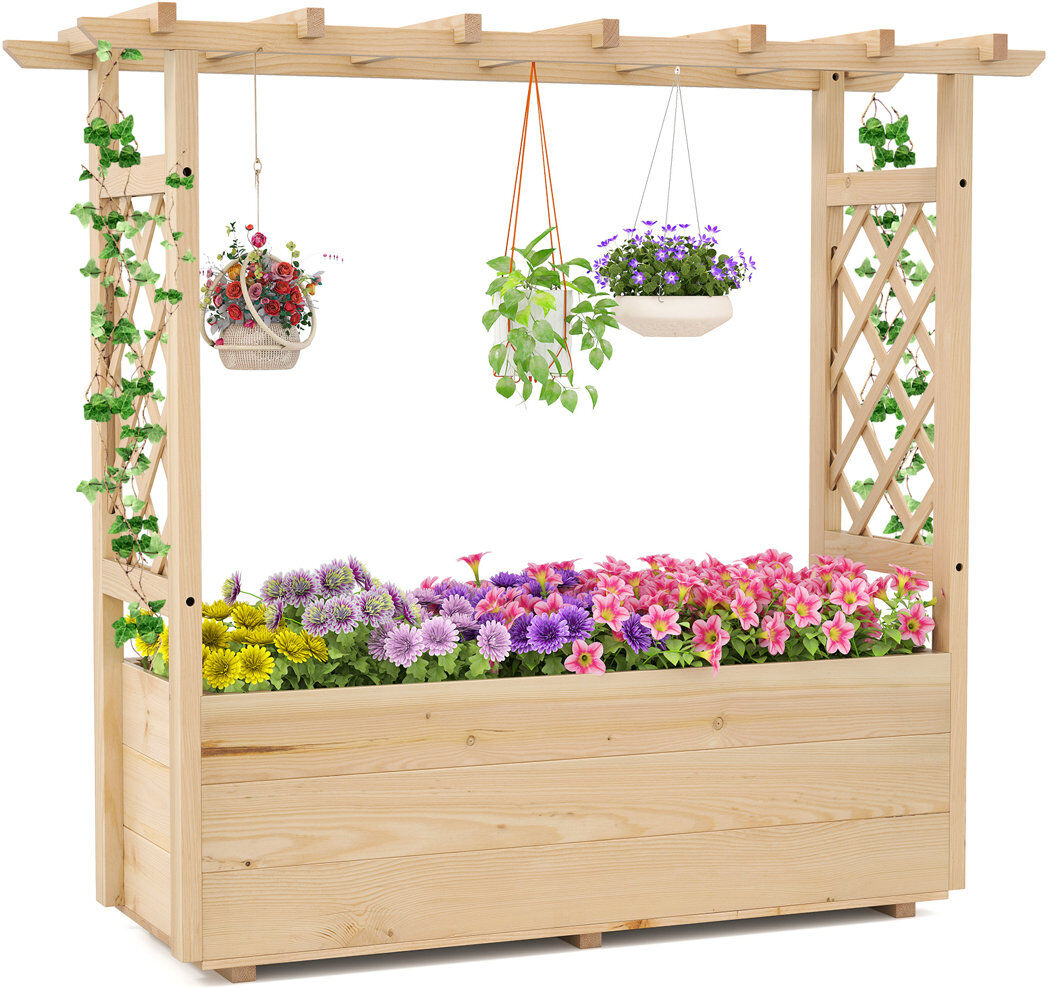 Dakota Fields Wood Planter Box Beige 103cm H X 115cm W X 40cm D