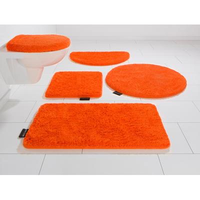 Badematte BRUNO BANANI "Lana, Standard & Premium Qualität, 25 mm oder 30 mm Höhe" Gr. 8, orange, halbrund (50cm x 80cm ), Polyacryl, Badematten, Badematte, Badteppich, Badematten, unifarben, auch als 3 teiliges Set & rund