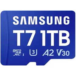 Samsung T7 (1000 GB, microSDXC, U3, UHS-I), Speicherkarte, Blau