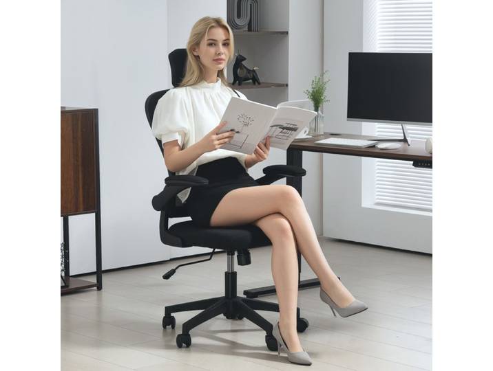 Fauteuil de bureau - Ergonomique - Accoudoirs relevables - Soutien lombaire réglable - Appui-tête réglable