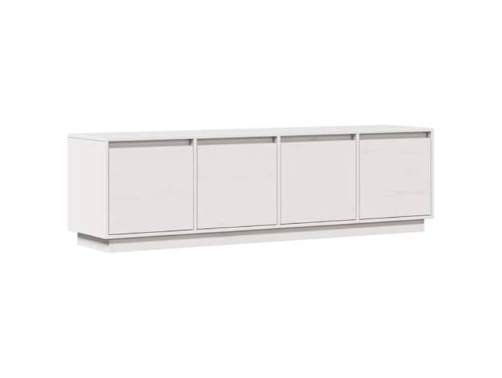 GKHPYURE TV-Schrank weiß 156 x 37 x 45 cm Massivholz Kiefer 4 Türen, 4 Fächer, großer Raum, Ausstellungsfläche, einfache Montage