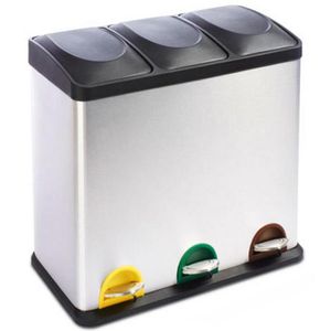 Casa-Pura Mülleimer silber, aus Edelstahl, 3 x 18 Liter