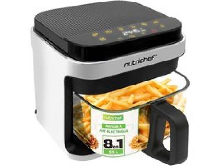 Air Fryer Verre 5 5L - NutriChef - Friteuse Sans Huile à Air Chaud 8 Modes