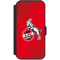 Nivocase Klapphülle für Apple iPhone 15 Handyhülle aus Kunst Leder NIVOflip schwarz 1. FC Köln EffZeh (Apple iPhone 15), Smartphone Hülle, Schwarz