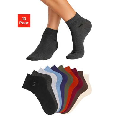 Kurzsocken H.I.S "Kurzschaft Socken Herren, zum einfachen Sortieren", Herren, Gr. 39-42, bunt (1x marine, 1x orange, 1x khaki, 1x plum, 1x beige, meliert, 1x jeans, meliert, 1x grau, meliert, 1x anthrazit, meliert, 1x braun, 1x schwarz),...