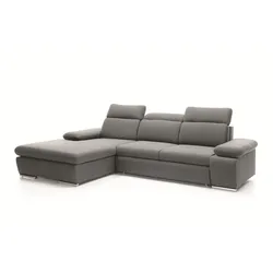 ECKSOFA GUIDO Grau Velours-Stoff mit Schlaffunktion