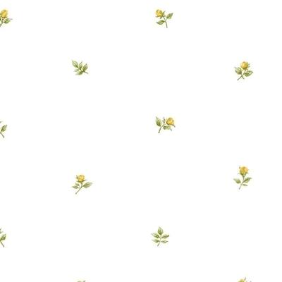 Norwall Rose Buds Bristol 32.7 Ft. x 20.5 In. Vinyl Yellow Tiny Buds Wallpaper Covering