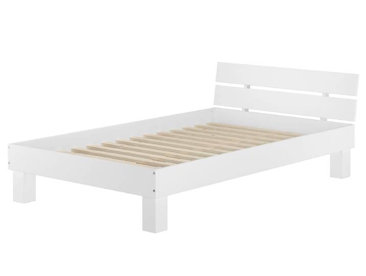 Breiteres Einzelbett Buche Massiv Waschweiß Überlang 120 x 220 cm