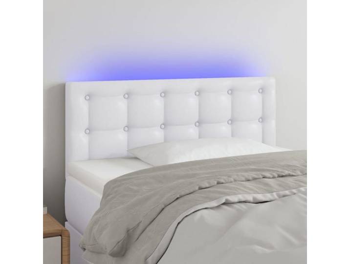 Tête de Lit à LED Meuble de Chambre à Coucher Accessoire de Lit Simple Tête de Cadre de Lit Intérieur Blanc 3121685