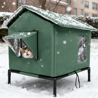 Inspire Curations WarmHaven Insulated Outdoor Cat Shelter & Winter Nest green m 50x40x36cm