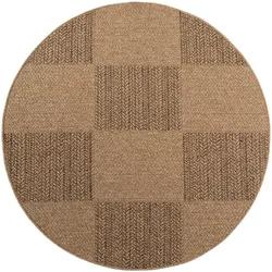 Teppich Outdoor Karo-Patchwork Jute Wetterfest Waschbar Strapazierfähig Balkon Terrasse Beige 200x200 OEKO-TEX – ARLBERG von Kadima Design
