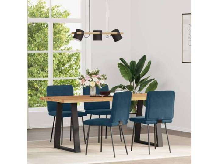 TEKGHUT Esszimmerstühle 4 STK. Blau Samt Metall Holz Weicher Samtbezug, dickes Schaumstoffpolster, Metall-Holz-Gestell, elegantes Design, vielseitig einsetzbar