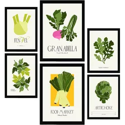POSTER Set Mit 6 Lebensmittel Und Ernährungs Grünes Gemüse A3 & A4 Rahmenlos