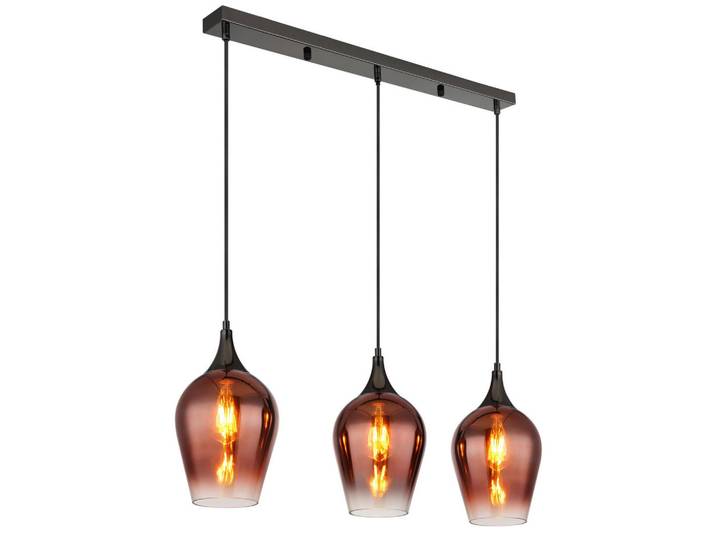 Globo Hängeleuchte, Klar, Chromfarben, Metall, Glas, 18x120x83 cm, CE, Lampen & Leuchten, Innenbeleuchtung, Hängelampen, Pendelleuchte