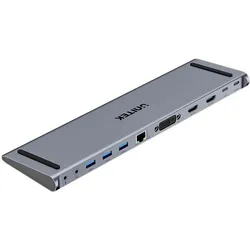 Unitek Stacja/replikator Stacja dokująca USB-C z DisplayLink 4K 4K@30Hz 5Gbps PD 100W (USB-C), Dockingstation + USB Hub, Schwarz