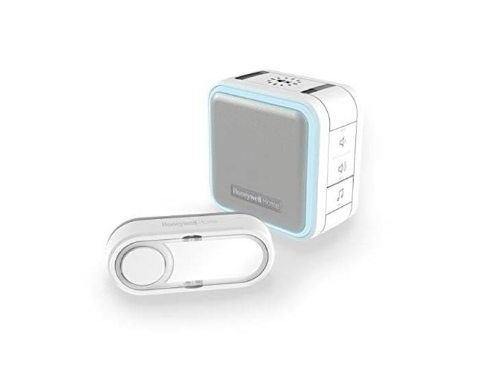 Honeywell Home DC515S Serie 5 compacte, draagbare draadloze led-gong met belknop (wit)