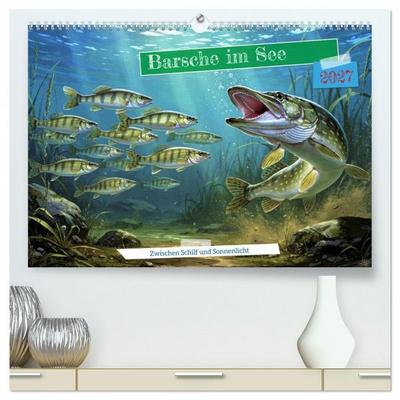 Barsche im See (hochwertiger Premium Wandkalender 2027 DIN A2 quer), Kunstdruck in Hochglanz