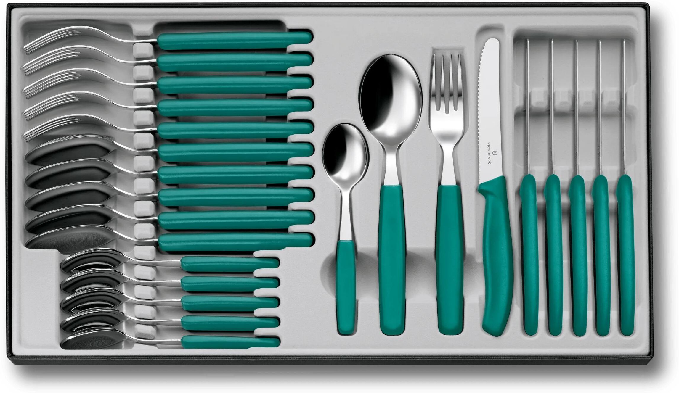 Besteck-Set VICTORINOX "Classic, 24-teilig", grün, 24 Stk., Stahl, Essbesteck-Sets, Besteck-Set grün 24 Stk.