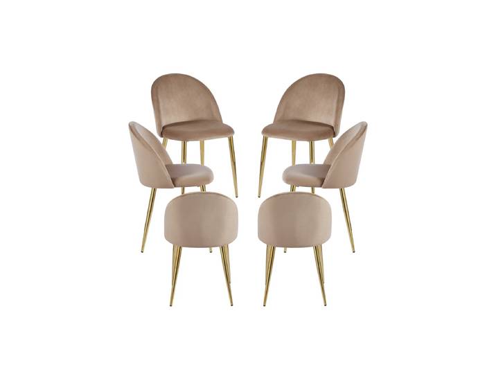 6er Set Vint Samt Golden Stühle - Champagne
