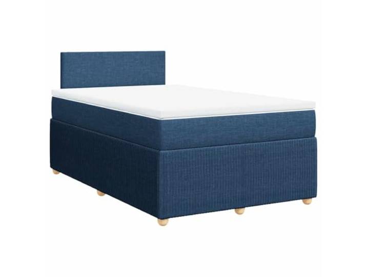 Makastle Boxspringbett mit Matratze Blau 120x200 cm Stoff Taschenfederkernmatratze