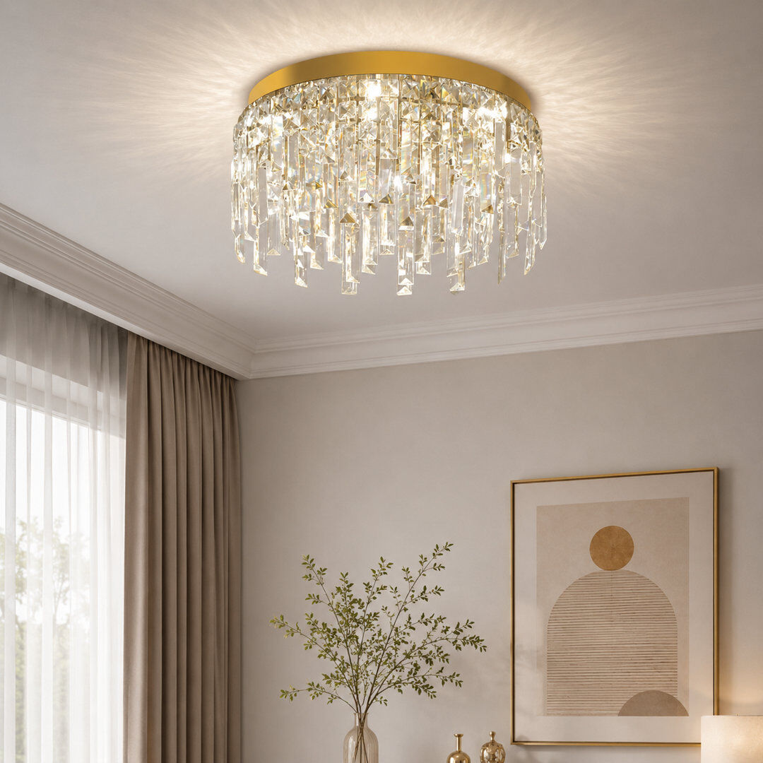 Rosdorf Park Retsof 1 - Light Crystal LED Chandelier Gold 20cm H x 40cm W x 40cm D