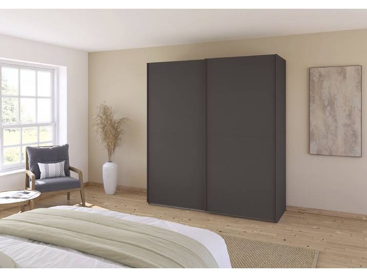 Armoire Fifty coulissante 201cm Gris/Graphite Sans portes miroir