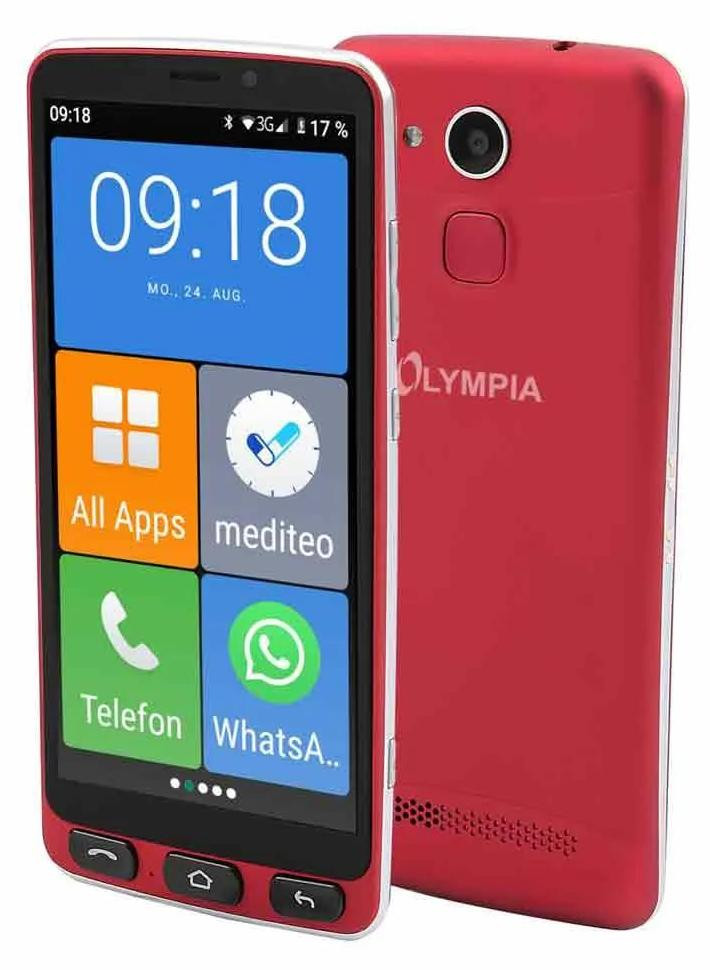 Olympia NEO+ Seniorentelefoon met 5,5 inch scherm, noodknop, 4G en dual SIM, Rood