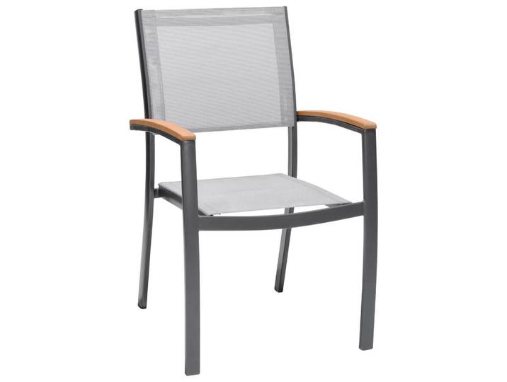 Ambia Garden Stapelsessel, Grau, Hellgrau, Teakfarben, Holz, Metall, Textil, Eukalyptusholz, massiv, eckig, 92.5x61.8 cm, Fsc, stapelbar, Gartenmöbel, Gartenstühle, Gartenstühle stapelbar