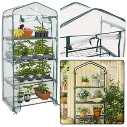 Mini-Gewächshaus für Balkon und Garten, 4 Metallregale, PVC-Folie, 69 x 49 x 157 cm