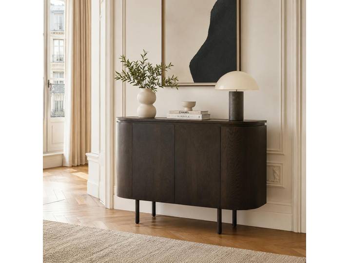 Petit Buffet Design En Chêne Brun 2 Portes Loren